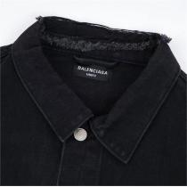 23FW バレンシアガ コピー デニムジャケット ロゴ 刺繡 色落ち加工 立体ｘレトロ感 BALENCIAGA 