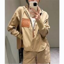 抜け感満載♥ロエベ スーパー コピー ジャケット 定番ロゴ貼り付け レザー フー...