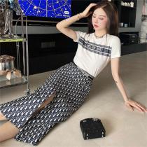 23ssトレンドアイテム DIOR コピー ロングスカート 弾力性 モノグラム ロゴ ストライプ 万能コーデ