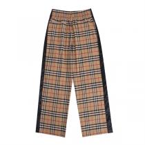 BURBERRY コピー スウェットパンツ 定番 ストライプ チェック柄 コットン混 通気性 ワイドレッグ
