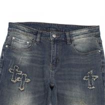 2026年秋冬新作★CHROME HEARTS コピー ジーンズ デニム クロス ダメージ加工 モノグラム柄 クロムハーツ