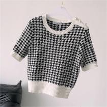 韓国ファッション♡DIOR スーパー コピー ニットTシャツ 千鳥柄 ジャカード編み フランス流 ディオール