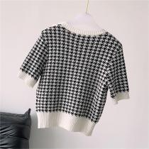 韓国ファッション♡DIOR スーパー コピー ニットTシャツ 千鳥柄 ジャカード編み フランス流 ディオール