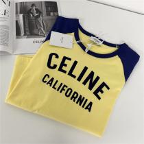 2026秋先最新作 セリーヌ スーパーコピー 長袖 Tシャツ ロンT イエロー＆ネイビー ロゴプリント セリーヌ