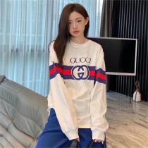 春秋お勧めトレンド新作 GUCC1 偽物 長袖Tシャツ ニット ggロゴ ストライプ柄 100%コットン生地  