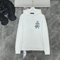 おしゃれ感度が高まる クロムハーツ コピー パーカー レザー プリントロゴ クロス 貼り付けた CHROME HEARTS