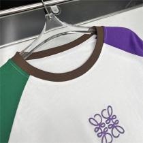 LOEWE スーパーコピー ロンT 長袖Tシャツ 刺繡 ロゴ グリーン＆パープル コントラストカラー ロエベ