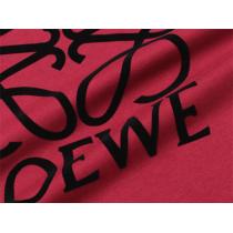 [王道のアイテム] LOEWE スーパーコピー Tシャツ フロッキング加工 ロゴ ワインレッド 刺繍 ロエベ 