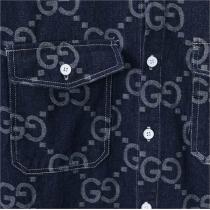 おしゃれ上級者必見の逸品 GUCC1 偽物 シャツ モノグラム デニム ポケット ロゴ gg 2色 長く愛用可能 