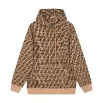 FW23 フェンディ スーパー コピー パーカー FFロゴ 柔軟さ FENDI モノグラム コーヒー グレー 