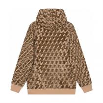 FW23 フェンディ スーパー コピー パーカー FFロゴ 柔軟さ FENDI モノグラム コーヒー グレー 
