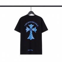 存在感抜群♥♥クロムハーツ スーパーコピー Tシャツ クロス ロゴ プリント 青と赤 CHROME HEARTS