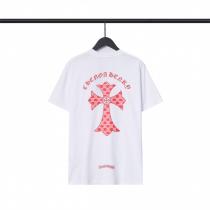 存在感抜群♥♥クロムハーツ スーパーコピー Tシャツ クロス ロゴ プリント 青と赤 CHROME HEARTS