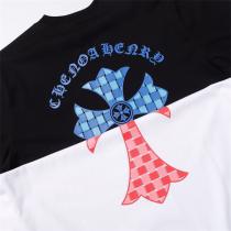 存在感抜群♥♥クロムハーツ スーパーコピー Tシャツ クロス ロゴ プリント 青と赤 CHROME HEARTS