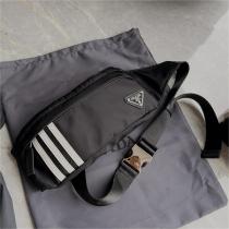 2026ss最新作 プラダ 偽物 ウェストバッグ Adidas x PRADAコラボ ナイロン ストライプ柄 ユニセックス
