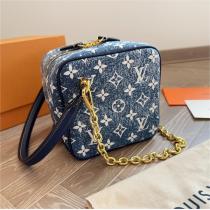 【Ｍ43589】ルイヴィトン スクエアバッグ ハンドバッグ New square デニム生地 モノグラムロゴ LOUIS VUITTON
