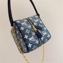 【Ｍ43589】ルイヴィトン スクエアバッグ ハンドバッグ New square デニム生地 モノグラムロゴ LOUIS VUITTON