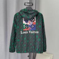 秋冬新作 LOUIS VUITTON スーパーコピー ジャケット モノグラム ロゴ プリント 男女兼用 フード付き ナイロン 2色