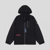 プラダ スーパーコピー ジャケット ナイロン 防水 防風 ロゴ プリント 袖のベルクロ フード付き PRADA