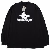 23SS高品質★ バレンシアガ スーパーコピー 長袖Ｔシャツ ロゴ重なる プリント コットン生地 弾力性 BALENCIAGA