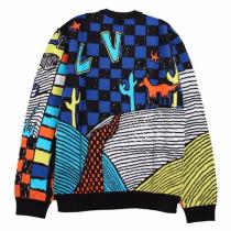 高品質2026秋冬デザイン ルイヴィトン スーパーコピー セーター ジャカード 丸首 カートゥーン風 LOUIS VUITTON