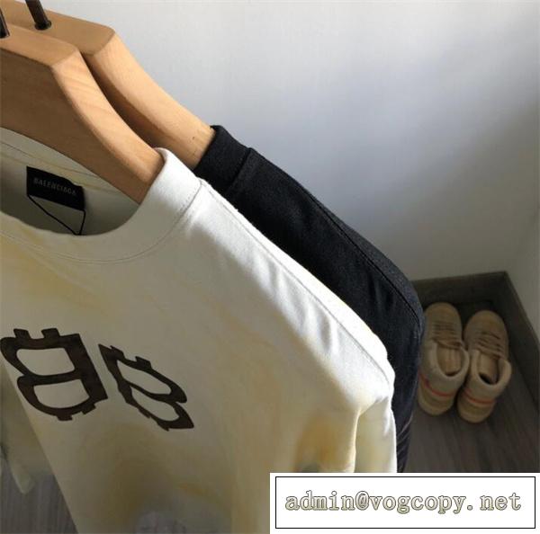 BALENCIAGA 偽物 長袖Tシャツ BBロゴ 袖 プリント ロンT