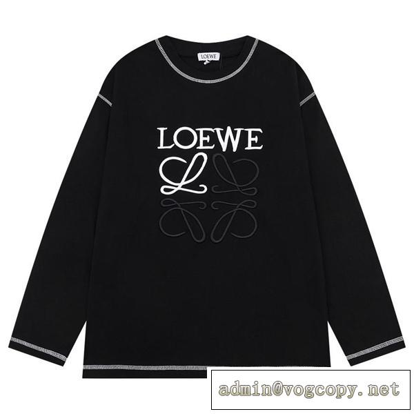 2026秋先新作 LOEWE コピー 長袖Ｔシャツ 刺繍 ロゴ Anagram 立体 100％テンセルコットン ロエベ 