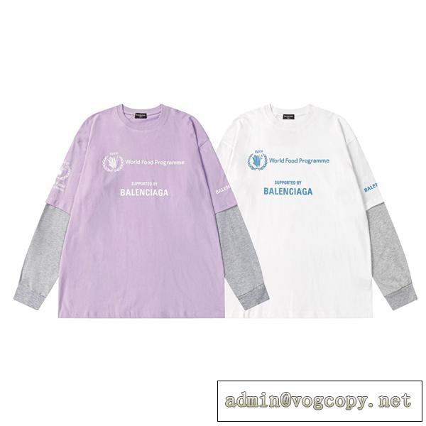 バレンシアガ スーパーコピー 長袖Ｔシャツ パネルデザイン 純綿生地 オーバーサイズ ユニセックス BALENCIAGA