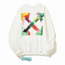 秋物新作 オフホワイト 偽物 トレーナー 矢印 ロゴ カラフル 水彩風 カジュアル 綿 Off-White