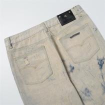 ☆タイダイ柄☆CHROME HEARTS コピー ジーンズ クロス 貼り付け レザー レトロ処理 ユニセックス クロムハーツ