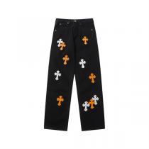 高品質着回し CHROME HEARTS スーパーコピー ジーンズ レトロ クロムハーツ オレンジ レザー クロムハーツ 