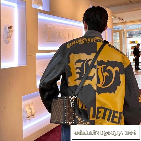 【1AB98A】LOUIS VUITTON コピー ジャケット コントラストカラー Mix Canvas レザー ルイヴィトン