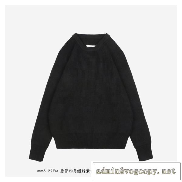 今買って損はなし メゾン マルジェラ コピー セーター レトロ ロゴ リブネック 綿 ウール Maison Margiela