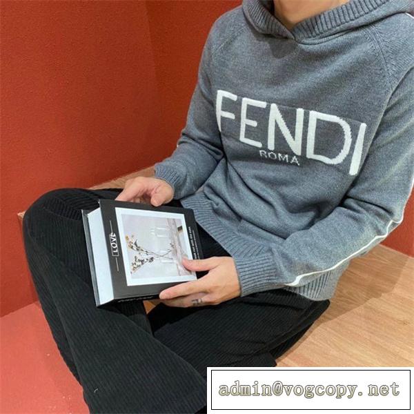 カジュアルスタイル フェンディ スーパー コピー ニット フード付き FENDI ロゴ ジャカード
