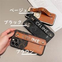 CELINE  iphone 15 ケース プレゼント 携帯カバー セリーヌ 立体 ロゴ おしゃれ レザー 人気 スマホケース