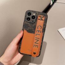 CELINE  iphone 15 ケース プレゼント 携帯カバー セリーヌ 立体 ロゴ おしゃれ レザー 人気 スマホケース