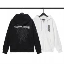 間違いなく人気が集中する CHROME HEARTS コピー パーカー クロス 墓 ロゴ プリント 純綿生地 2色 クロムハーツ