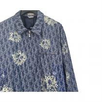 DIOR コピー ジャケット TEARSシリーズ デニム Oblique ロゴ プリント Peace Sign ゆとりサイズ ディオール  