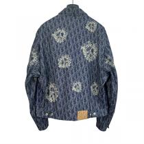 DIOR コピー ジャケット TEARSシリーズ デニム Oblique ロゴ プリント Peace Sign ゆとりサイズ ディオール  