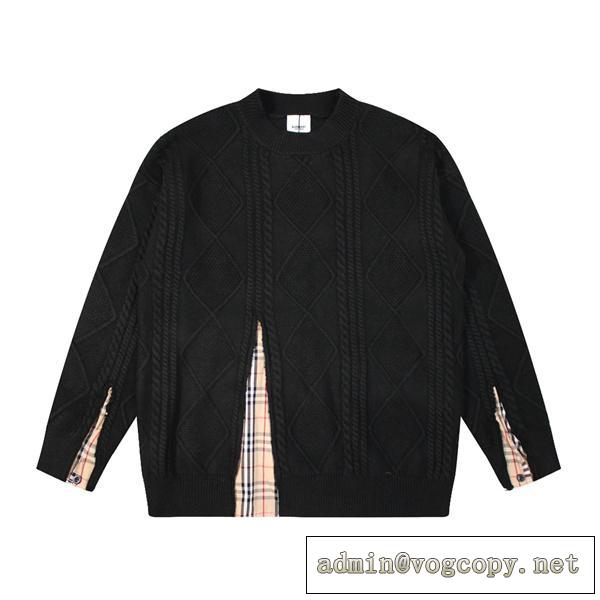 秋の必需品 BURBERRY スーパーコピー セーター ダメージ 加工 ウール チェック柄 バーバリー