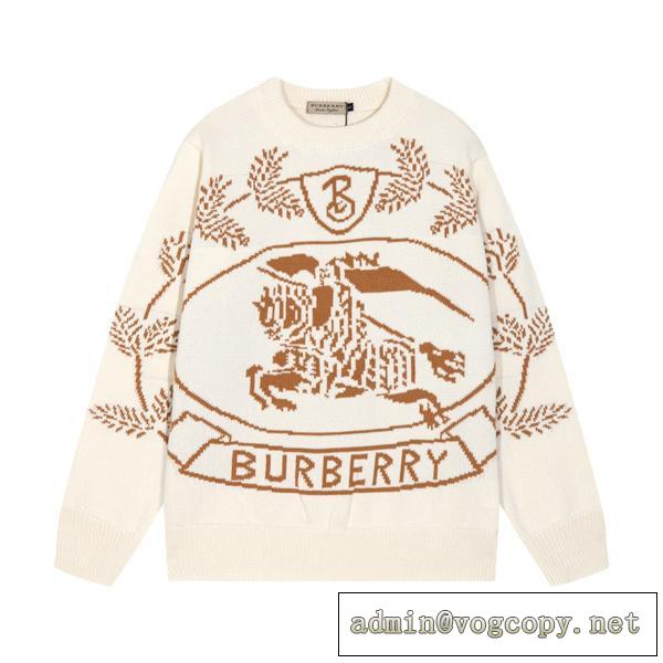 王道のアイテム BURBERRY コピー セーター ジャカード ニット ウール 定番 ロゴ バーバリー