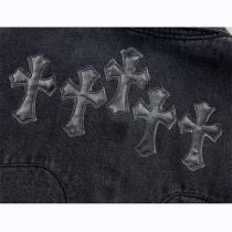 数量限定 CHROME HEARTS コピー ジャケット クロス デニム 水洗い 加工 クロムハーツ