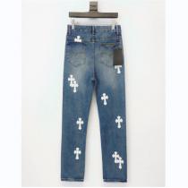 おすすめトレンド クロムハーツ 偽物 ジーンズ 黒と白 クロス ロゴ ワッペン レザー CHROME HEARTS