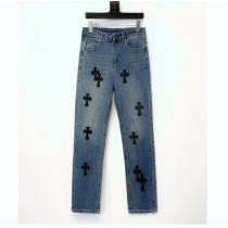 おすすめトレンド クロムハーツ 偽物 ジーンズ 黒と白 クロス ロゴ ワッペン レザー CHROME HEARTS