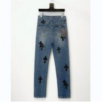 おすすめトレンド クロムハーツ 偽物 ジーンズ 黒と白 クロス ロゴ ワッペン レザー CHROME HEARTS