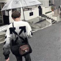 肌に優しい Off-White コピー セーター グラデーションカラー 矢印 モヘア 3色 オフホワイト