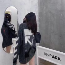 肌に優しい Off-White コピー セーター グラデーションカラー 矢印 モヘア 3色 オフホワイト