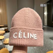 万能コーデ♡♡CELINE コピー ニット帽子 ウール 4色 暖かい ロゴ 貼り付け ユニセックス セリーヌ