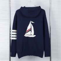 カジュアルスタイル THOM BROWNE コピー ジャケット 定番 ロゴ ウール ニット フード付き トムブラウン