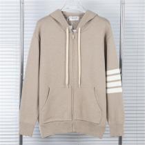 カジュアルスタイル THOM BROWNE コピー ジャケット 定番 ロゴ ウール ニット フード付き トムブラウン